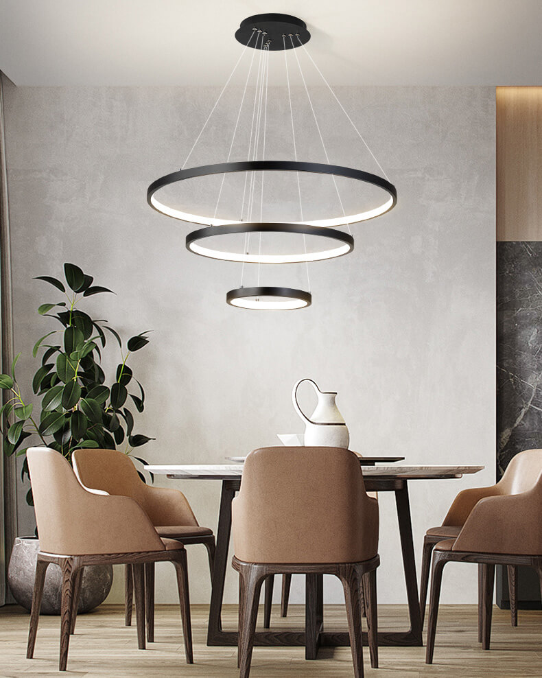 Đèn thả LED 3 vòng hiện đại VR816-BK (Màu đen)