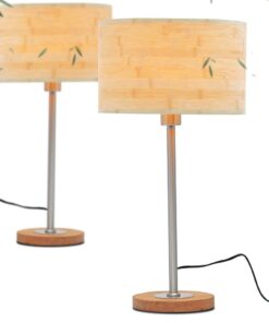 Đèn ngủ để bàn, Đèn để bàn gỗ tre cao cấp YD0023A