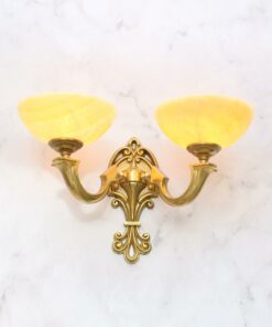 Đèn tường đồng chao đá 2 bóng 89138/2 cổ điển, tân cổ điển, cao cấp