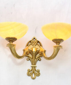 Đèn tường đồng chao đá 2 bóng 89138/2 cổ điển, tân cổ điển, cao cấp