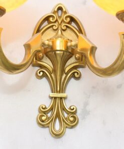 Đèn tường đồng chao đá 2 bóng 89138/2 cổ điển, tân cổ điển, cao cấp