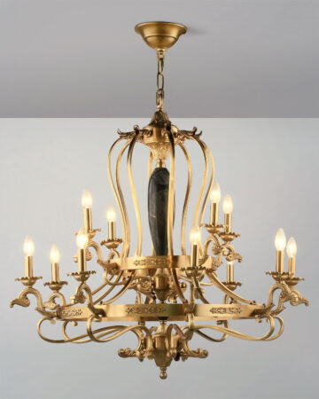 Đèn chùm đồng nến cổ điển thân đá ngọc cao cấp D2376