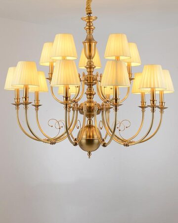 đèn chùm đồng pha lê cao cấp 12 tay