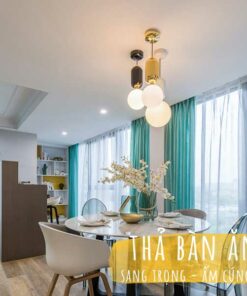 đèn thả trang trí bằng nhôm gỗ