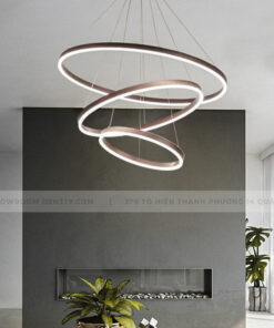 Đèn thả LED trang trí 3 vòng tròn màu càfe DK7051