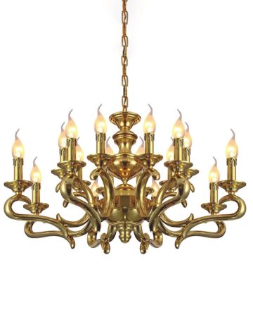 Đèn chùm đồng cao cấp bóng nến 16 tay