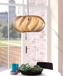 Đèn thả bàn ăn đan lá gỗ thủ công cao cấp