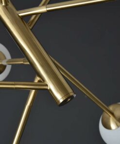 đèn chùm hình học chao thủy tinh tròn 6 bóng