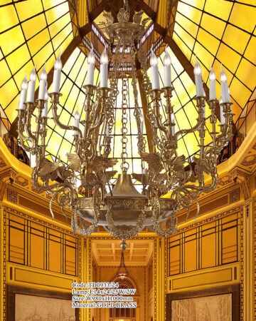 Đèn chùm đồng bóng nến cao cấp 24 tay