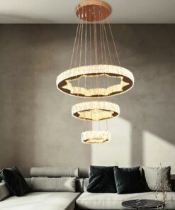 Đèn thả LED 3 vòng tròn pha lê