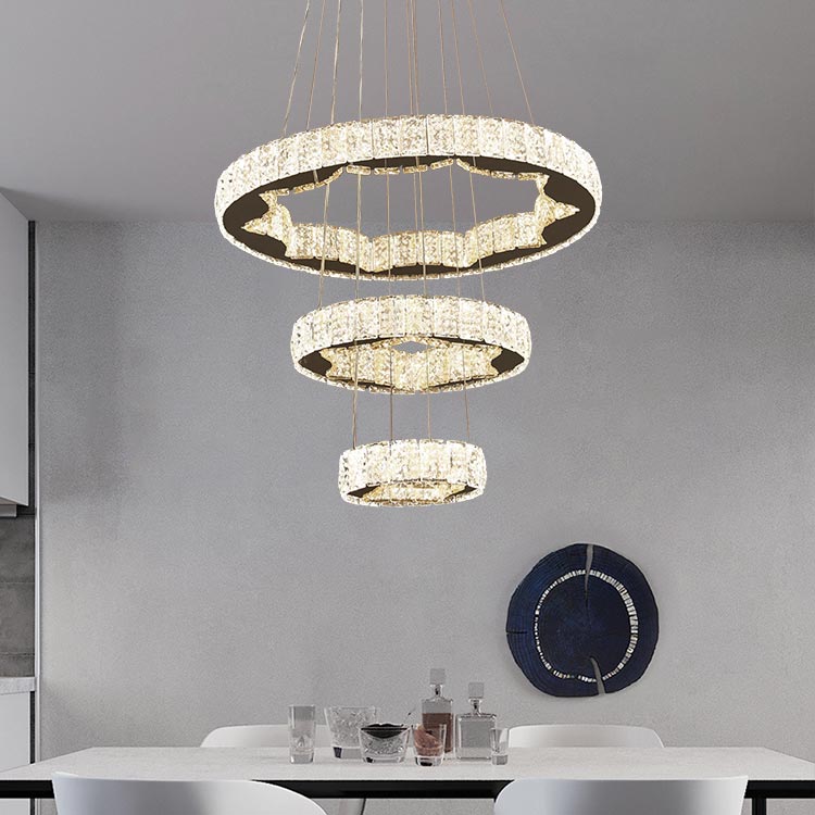 Đèn thả LED 3 vòng tròn pha lê LT397