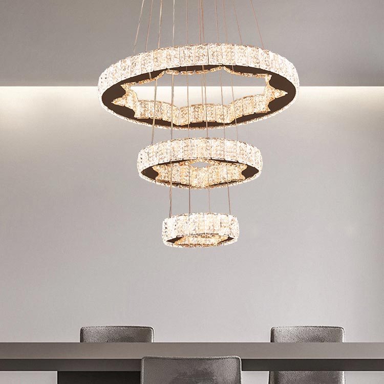 Đèn thả LED 3 vòng tròn pha lê LT397