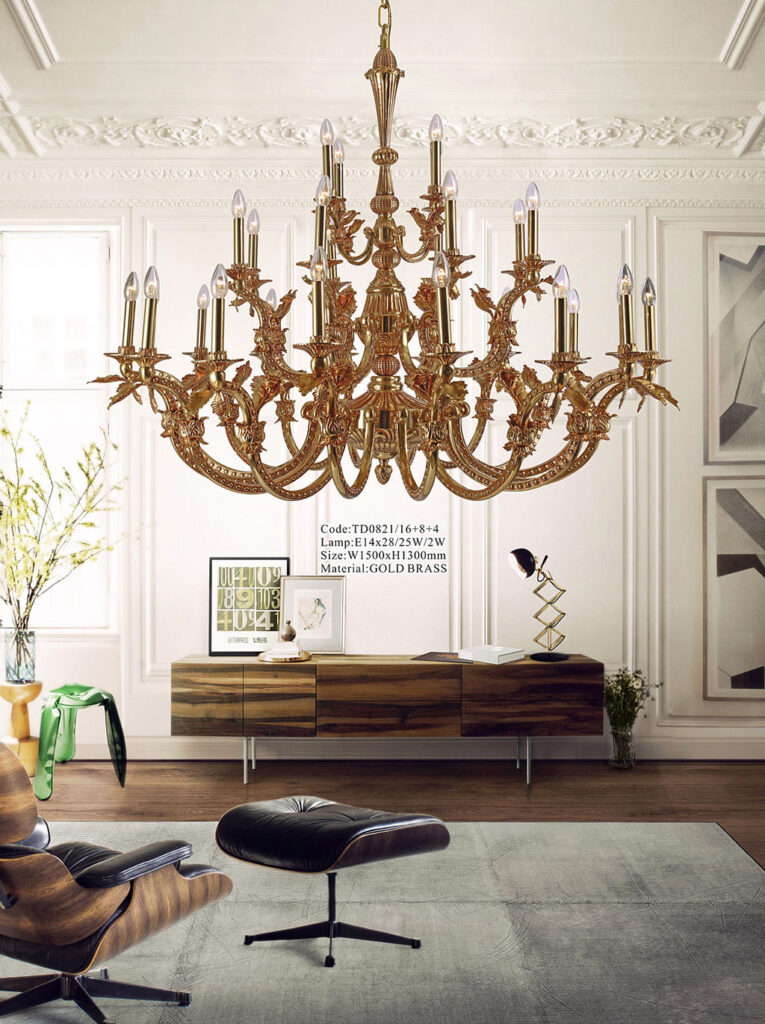 Đèn chùm đồng bóng nến cao cấp 28 tay