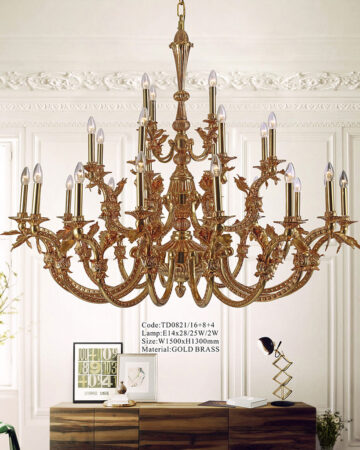 Đèn chùm đồng bóng nến cao cấp 28 tay