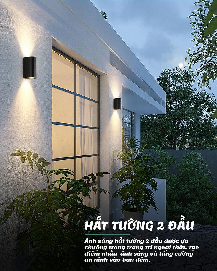 10+ Mẫu đèn hắt tường 2 đầu hiện đại trang trí ngoài trời