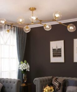 Đèn chùm Thủy tinh thân vàng Linsey Bubble