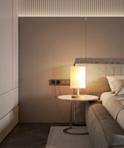 Đèn ngủ để bàn cao cấp chân gỗ nhỏ gọn hiện đại