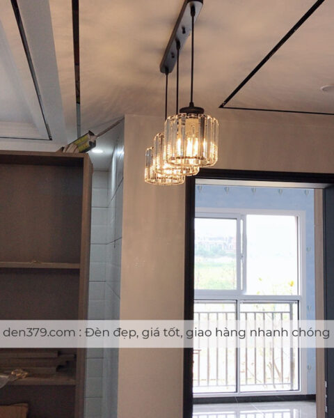 Bộ đèn thả bàn ăn thủy tinh 3 bóng hiện đại