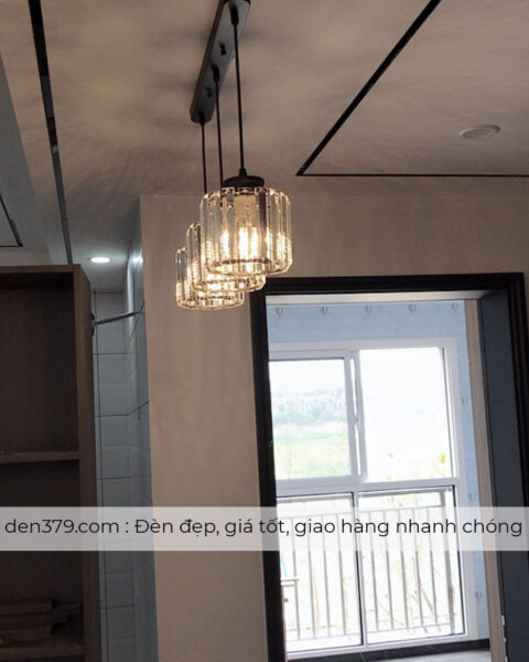 Bộ đèn thả bàn ăn thủy tinh 3 bóng hiện đại
