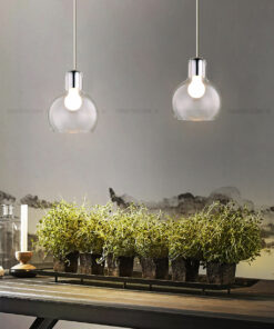 đèn thả thủy tinh trang trí trong suốt phong cách hiện đại trang trí bàn ăn