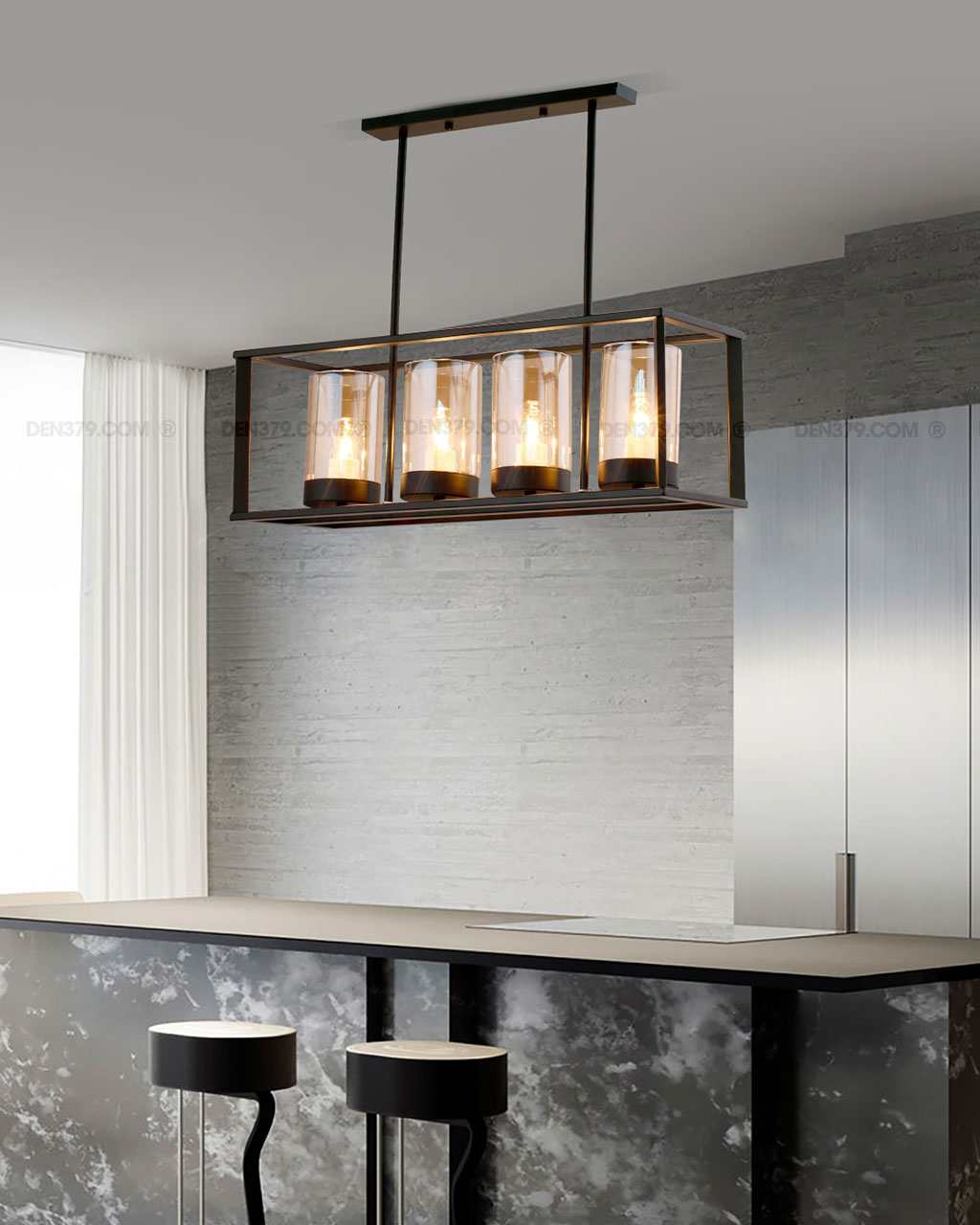 Đèn thả trang trí lồng kính 4 bóng D2153