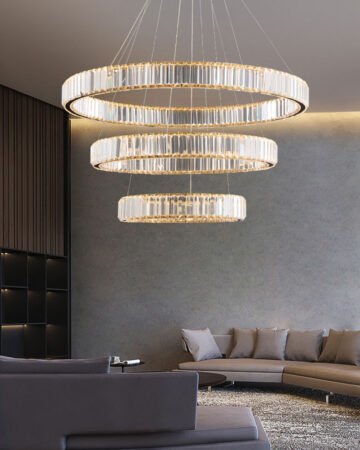 Đèn thả trang trí 3 vòng pha lê cao cấp D2300