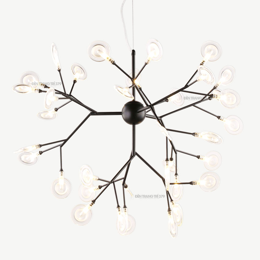 Đèn thả Hera thân đen lá mica cao cấp D3135