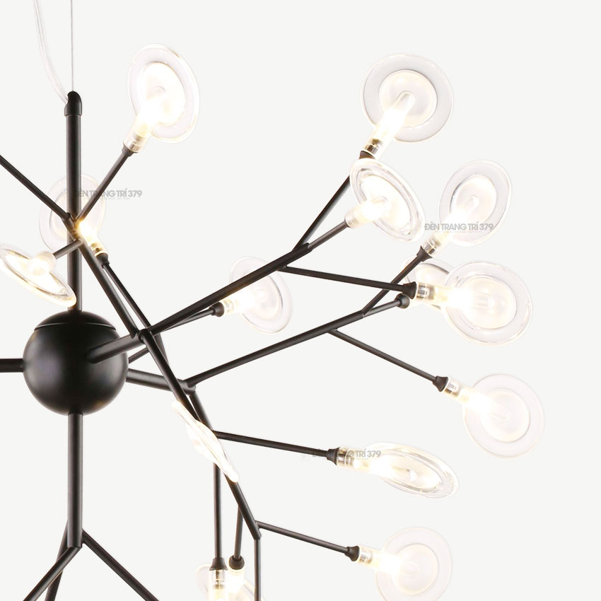Đèn thả Hera thân đen lá mica cao cấp D3135