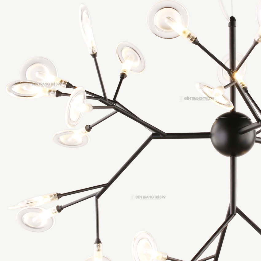 Đèn thả Hera thân đen lá mica cao cấp D3135