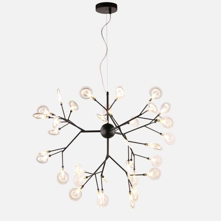 Đèn thả Hera thân đen lá mica cao cấp D3135