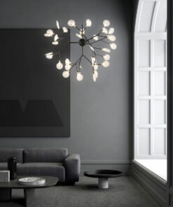 Đèn thả Hera thân đen lá mica cao cấp D3135