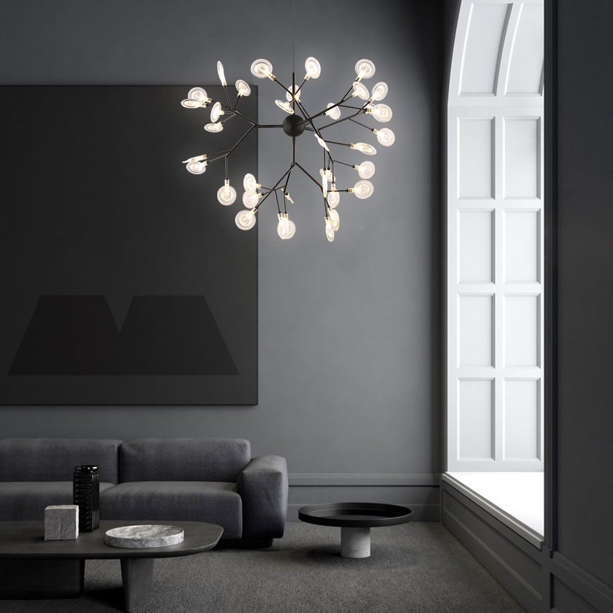 Đèn thả Hera thân đen lá mica cao cấp D3135