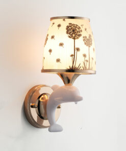 Đèn tường decor cá heo chụp thủy tinh bồ công anh QK6051