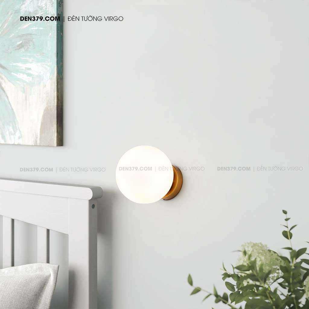 Đèn tường quả cầu thủy tinh trắng sứ QK6947