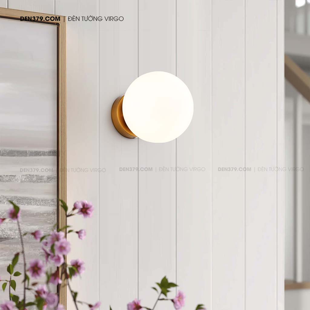 Đèn tường quả cầu thủy tinh trắng sứ QK6947