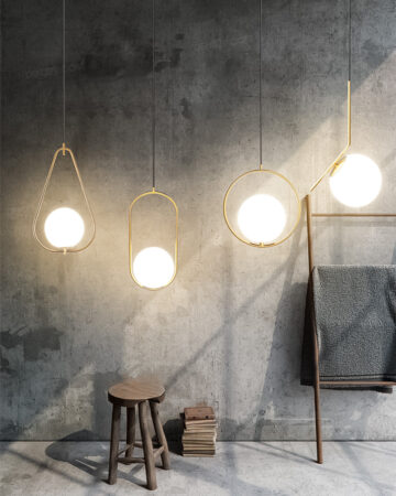 Đèn thả trang trí thủy tinh thân vàng cao cấp TTK03