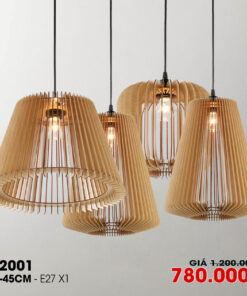 Đèn thả trang trí gỗ thủ công G2001