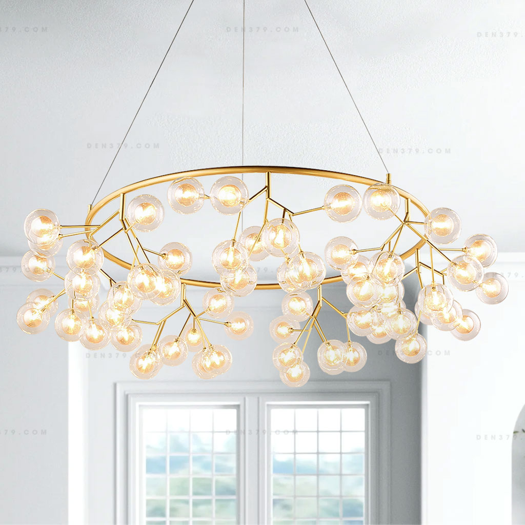 Đèn chùm thủy tinh hiện thân vàng 63 bóng D5545R/63