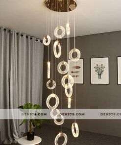 Đèn chùm thả thông tầng cầu thang, đèn thả trang trí thông tầng