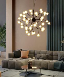 Đèn chùm hiện đại 36 bóng màu đen trang trí phòng khách