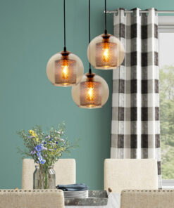 Đèn thả trang trí thủy tinh lưới màu đồng VR20433