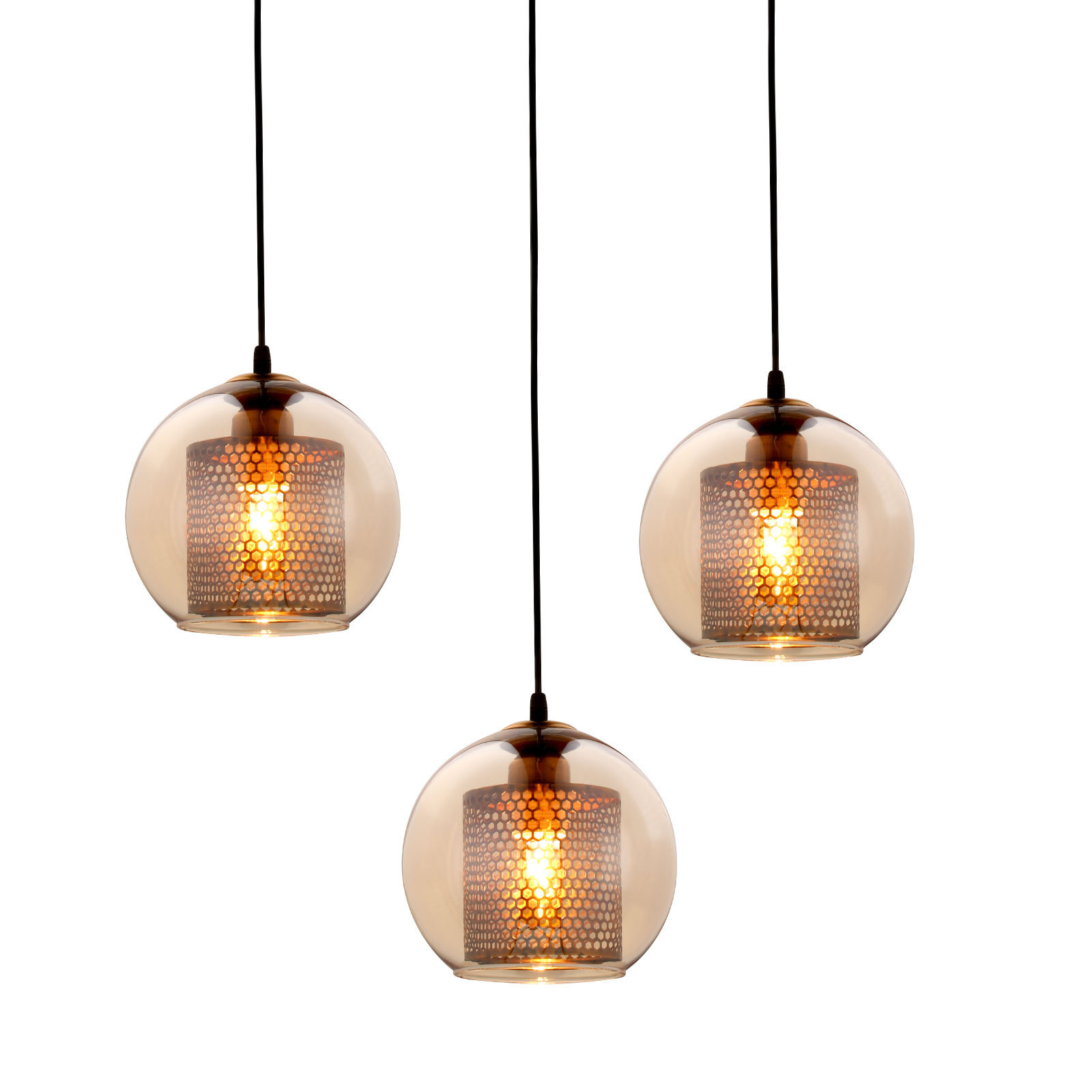 Đèn thả trang trí thủy tinh lưới màu đồng VR0433