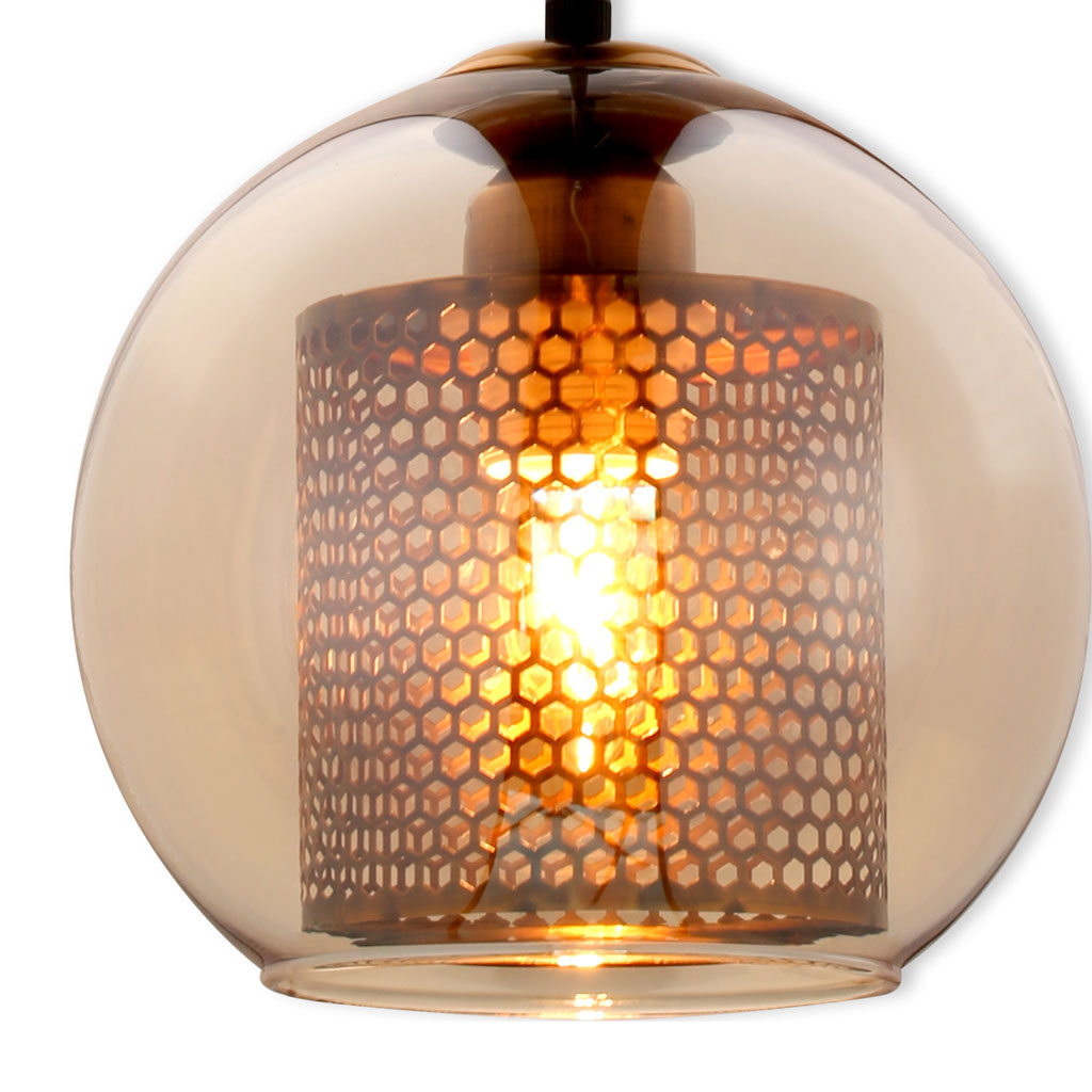 Đèn thả trang trí thủy tinh lưới màu đồng VR0433