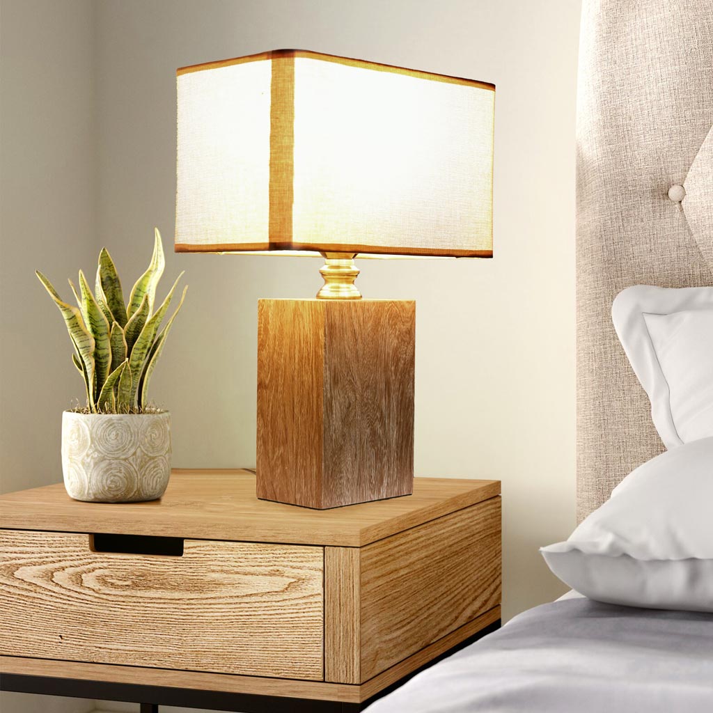 Đèn ngủ để bàn gỗ - Đèn bàn gỗ trang trí phòng khách