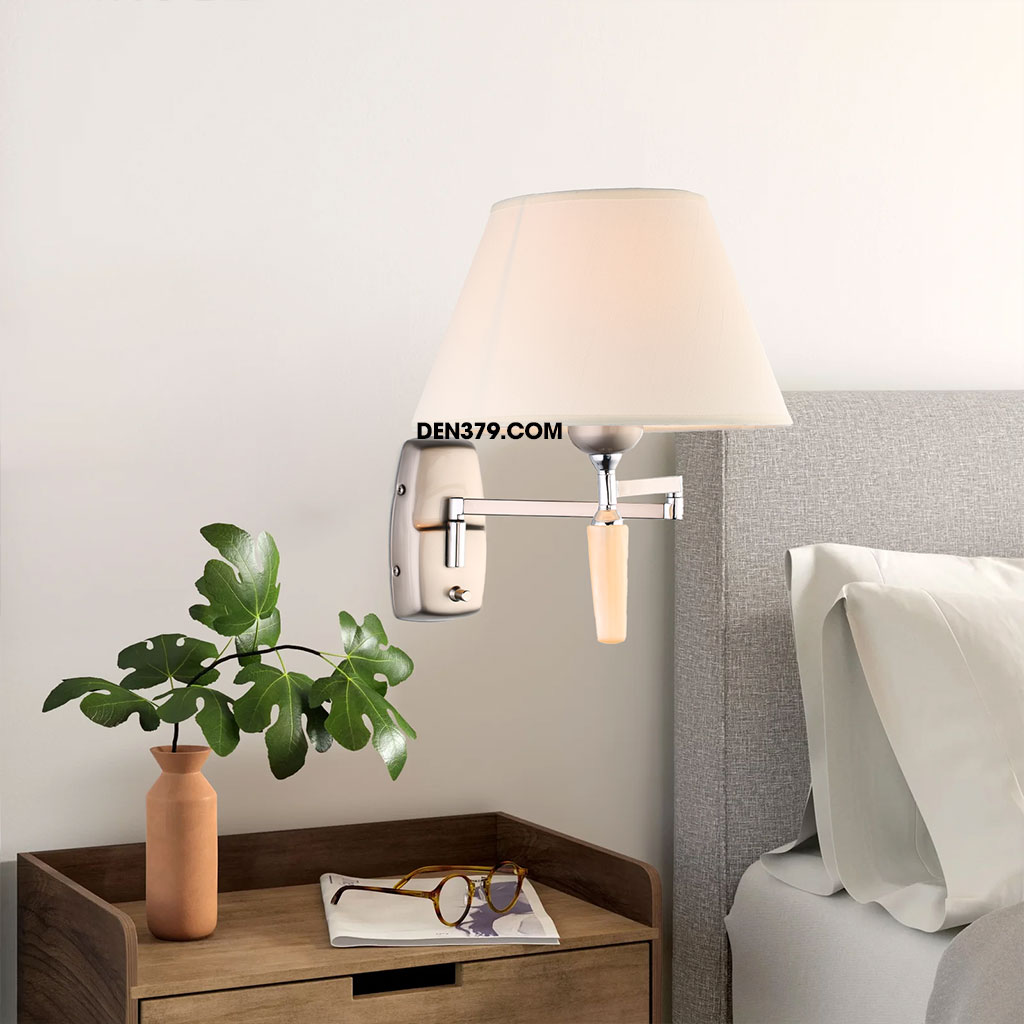 Đèn ngủ gắn tường thân inox chụp vải cao cấp QK2000/A1