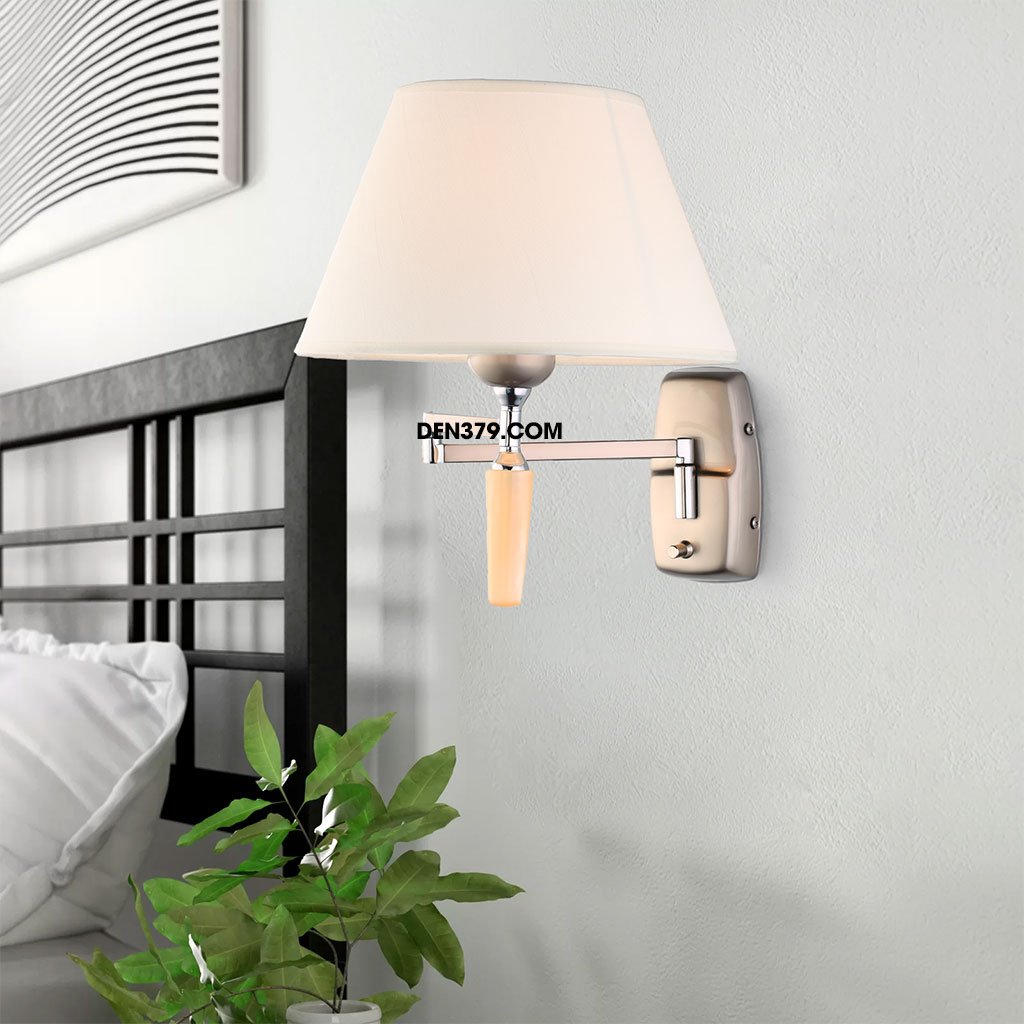 Đèn ngủ gắn tường thân inox chụp vải cao cấp QK2000/A1