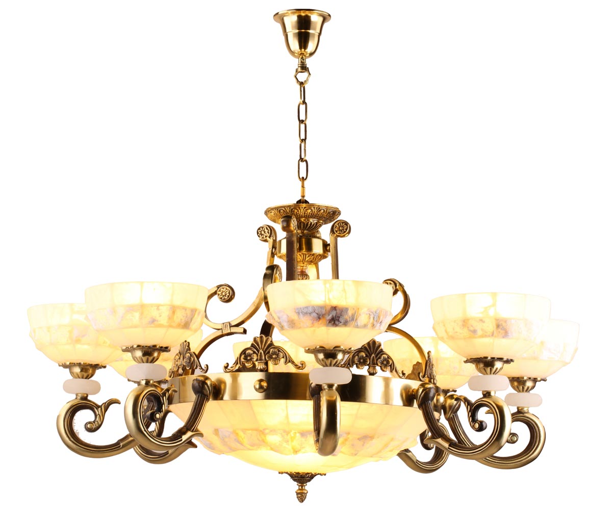 ĐÈN CHÙM ĐỒNG ĐÁ NGỌC CAO CẤP