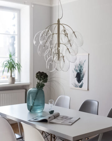 Đèn thả trang trí thủy tinh trong suốt 15 bóng TH810A