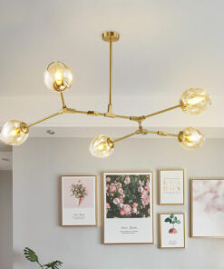 Đèn chùm Thủy tinh thân vàng Linsey Bubble