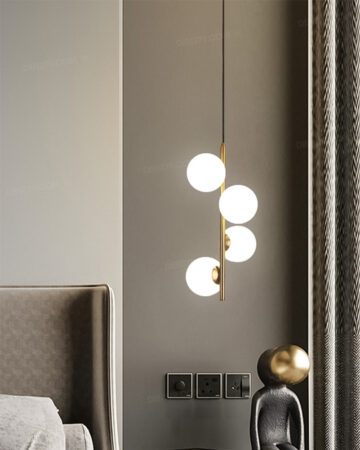 Đèn thả trang trí quả cầu thủy tinh thân vàng cao cấp DT62058